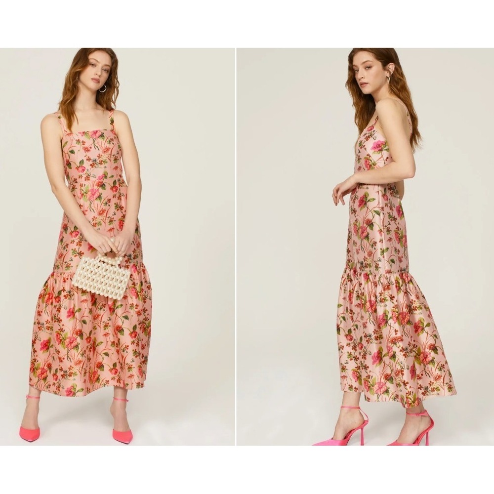 LK Bennett Essie Floral Dress Silk Satin‎